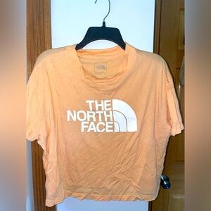 North Face cropped tee, size XL, orange